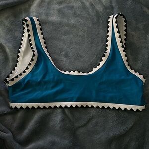 Blue and black bikini top